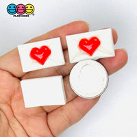 Red Heart Sealed Envelope Valentine’s Day Holiday Flatback Charms 10pcs - Fake Food