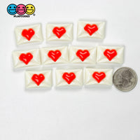 Red Heart Sealed Envelope Valentine’s Day Holiday Flatback Charms 10pcs - Fake Food