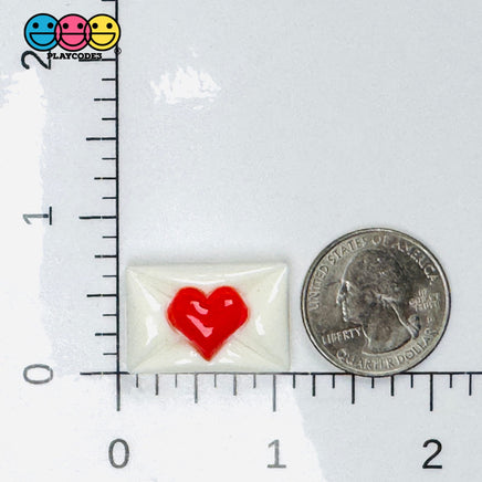 Red Heart Sealed Envelope Valentine’s Day Holiday Flatback Charms 10pcs - Fake Food