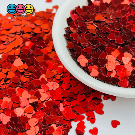 Red Hearts Valentines Day Color Shift Glitter Plastic Decoden Funfetti Playcode3 Llc