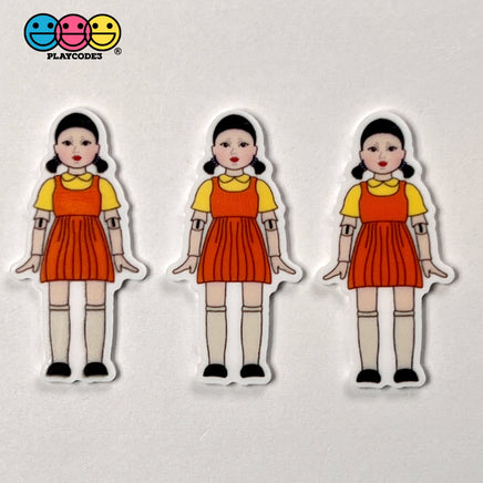 Red Light Green Game Girl Robot Character Planar Decoden Planars Cabochons Party Favor 10 Pcs