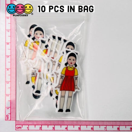 Red Light Green Game Girl Robot Character Planar Decoden Planars Cabochons Party Favor 10 Pcs