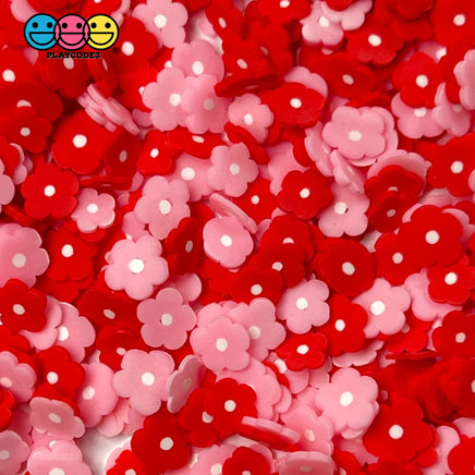 Red Pink Flower Fimo Fake Clay Sprinkles Flowers Valentines Day Decoden Jimmies Funfetti 10 Grams