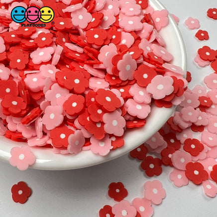 Red Pink Flower Fimo Fake Clay Sprinkles Flowers Valentines Day Decoden Jimmies Funfetti Sprinkle