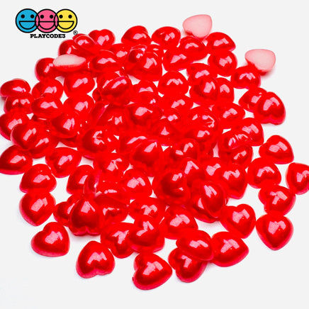 Red Pink Love Hearts Valentine’s Day Flatback Cabochons Decoden Charm 100 Pcs Red(100Pcs)