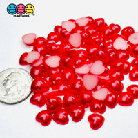 Red Pink Love Hearts Valentine’s Day Flatback Cabochons Decoden Charm 100 Pcs