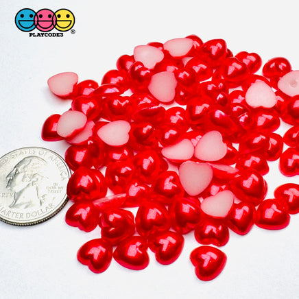 Red Pink Love Hearts Valentine’s Day Flatback Cabochons Decoden Charm 100 Pcs