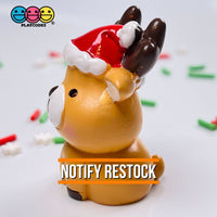Reindeer 3D Charm With Santa Hat Christmas Miniature Resin Home Décor Accessories Cabochons 5 Pc
