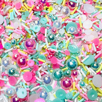 Rhinestone flatback Teal Pink Yellow Fake Clay Sprinkles Decoden Fimo Jimmies 10 grams Sprinkle