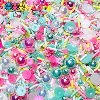 Rhinestone flatback Teal Pink Yellow Fake Clay Sprinkles Decoden Fimo Jimmies 10 grams Sprinkle