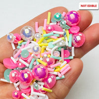 Rhinestone flatback Teal Pink Yellow Fake Clay Sprinkles Decoden Fimo Jimmies Sprinkle
