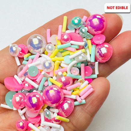 Rhinestone flatback Teal Pink Yellow Fake Clay Sprinkles Decoden Fimo Jimmies Sprinkle