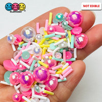 Rhinestone flatback Teal Pink Yellow Fake Clay Sprinkles Decoden Fimo Jimmies Sprinkle