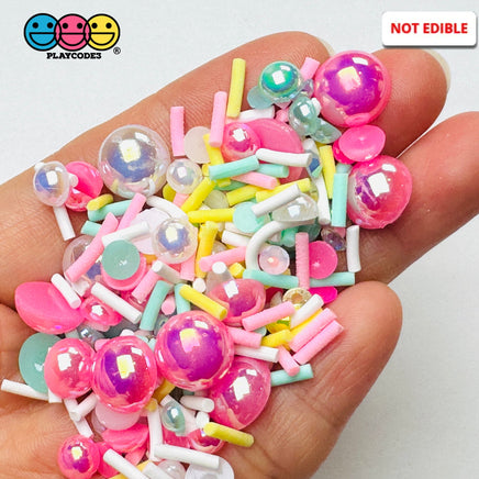 Rhinestone flatback Teal Pink Yellow Fake Clay Sprinkles Decoden Fimo Jimmies Sprinkle