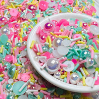 Rhinestone flatback Teal Pink Yellow Fake Clay Sprinkles Decoden Fimo Jimmies Sprinkle