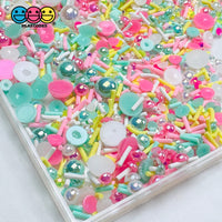 Rhinestone flatback Teal Pink Yellow Fake Clay Sprinkles Decoden Fimo Jimmies Sprinkle