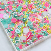 Rhinestone flatback Teal Pink Yellow Fake Clay Sprinkles Decoden Fimo Jimmies Sprinkle