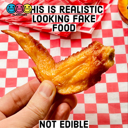 Fried Chicken Wings Fake Food Not A Toy Realistic Imitation Life Like Solid Plastic Resin 3 Pcs