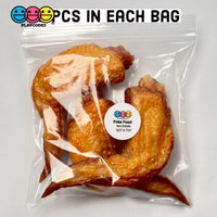 Fried Chicken Wings Fake Food Not A Toy Realistic Imitation Life Like Solid Plastic Resin 3 Pcs