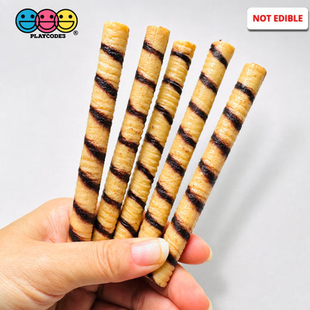 Rolled Wafer Fake Food Dessert NOT a Toy Realistic Imitation Life Like Bendable PVC Plastic 5 pcs E - Fake Food
