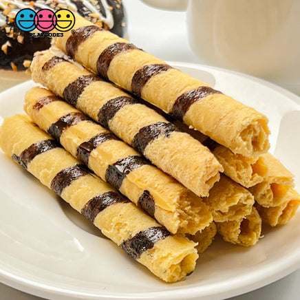 Rolled Wafer Fake Food Dessert Not A Toy Realistic Imitation Life Like Bendable Pvc Plastic 5 Pcs