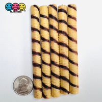 Rolled Wafer Fake Food Dessert NOT a Toy Realistic Imitation Life Like Bendable PVC Plastic 5 pcs E - Fake Food