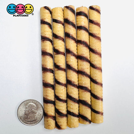 Rolled Wafer Fake Food Dessert NOT a Toy Realistic Imitation Life Like Bendable PVC Plastic 5 pcs E - Fake Food