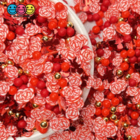 Rose Bouquet Faux Gold Beads Sprinkles Fimo Valentines Mix Glitter Cupid Funfetti 20 Grams Sprinkle