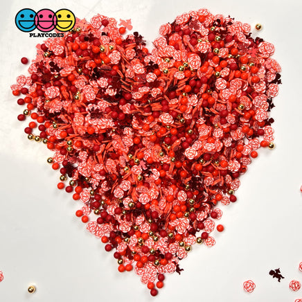 Rose Bouquet Faux Gold Beads Sprinkles Fimo Valentines Mix Glitter Cupid Funfetti Sprinkle