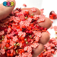 Rose Bouquet Faux Gold Beads Sprinkles Fimo Valentines Mix Glitter Cupid Funfetti Sprinkle