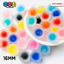 16Mm Round Frosting Acrylic Beads Half Hole Frog Spawn 9 Colors Slime Filler Cabochons Decoden