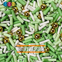 Saint Patricks Day Clay Sprinkles Gold Beads Mix Decoden Jimmies 20 Grams Sprinkle