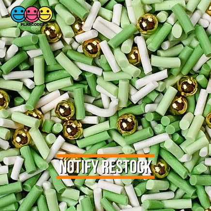 Saint Patricks Day Clay Sprinkles Gold Beads Mix Decoden Jimmies 20 Grams Sprinkle