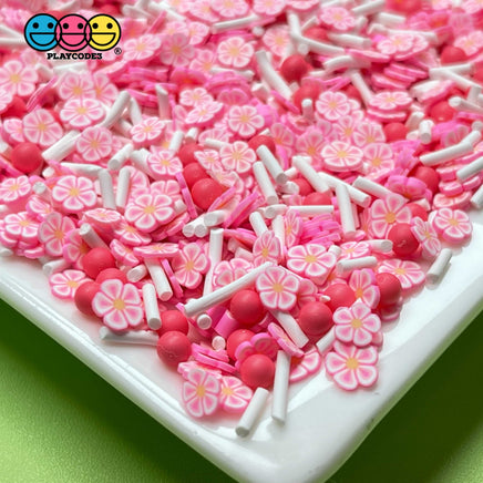 Sakura Cherry Blossom Fimo Flower Mix Fake Clay Sprinkles Confetti Decoden Jimmies Funfetti Sprinkle