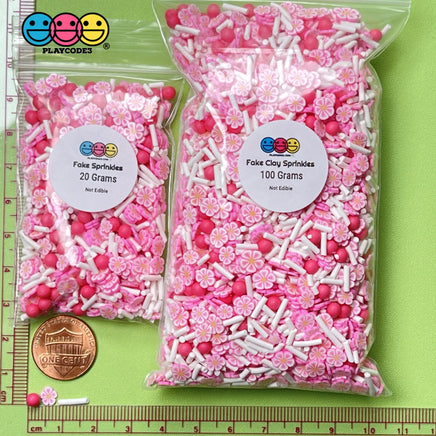 Sakura Cherry Blossom Fimo Flower Mix Fake Clay Sprinkles Confetti Decoden Jimmies Funfetti Sprinkle