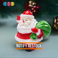 Santa Claus With Bag Of Gifts Miniature Charm Christmas Resin Cabochons 5 Pcs