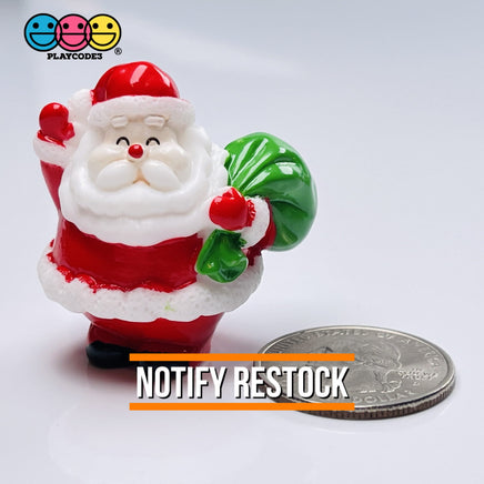 Santa Claus With Bag Of Gifts Miniature Charm Christmas Resin Cabochons 5 Pcs