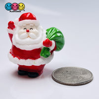 Santa Claus With Bag Of Gifts Miniature Charm Christmas Resin Cabochons 5 Pcs