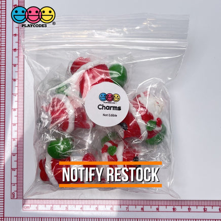Santa Claus With Bag Of Gifts Miniature Charm Christmas Resin Cabochons 5 Pcs