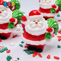 Santa Claus With Bag Of Gifts Miniature Charm Christmas Resin Cabochons 5 Pcs