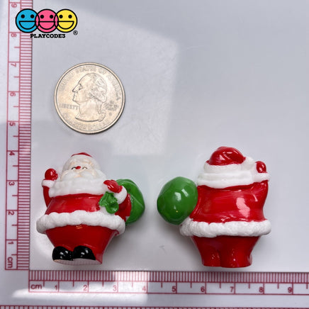 Santa Claus With Bag Of Gifts Miniature Charm Christmas Resin Cabochons 5 Pcs