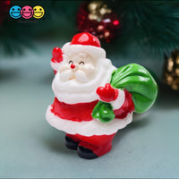 Santa Claus With Bag Of Gifts Miniature Charm Christmas Resin Cabochons 5 Pcs