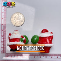 Santa Claus With Bag Of Gifts Miniature Charm Christmas Resin Cabochons 5 Pcs