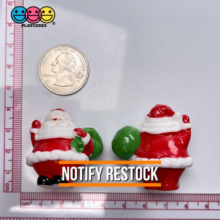 Santa Claus With Bag Of Gifts Miniature Charm Christmas Resin Cabochons 5 Pcs