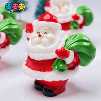 Santa Claus With Bag Of Gifts Miniature Charm Christmas Resin Cabochons 5 Pcs