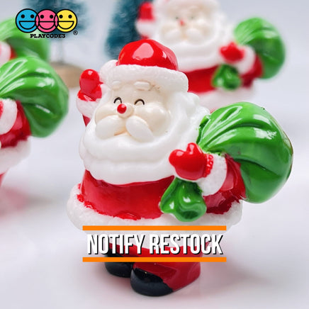Santa Claus With Bag Of Gifts Miniature Charm Christmas Resin Cabochons 5 Pcs