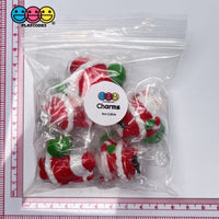 Santa Claus With Bag Of Gifts Miniature Charm Christmas Resin Cabochons 5 Pcs