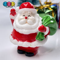 Santa Claus With Bag Of Gifts Miniature Charm Christmas Resin Cabochons 5 Pcs