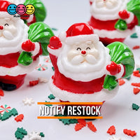 Santa Claus With Bag Of Gifts Miniature Charm Christmas Resin Cabochons 5 Pcs
