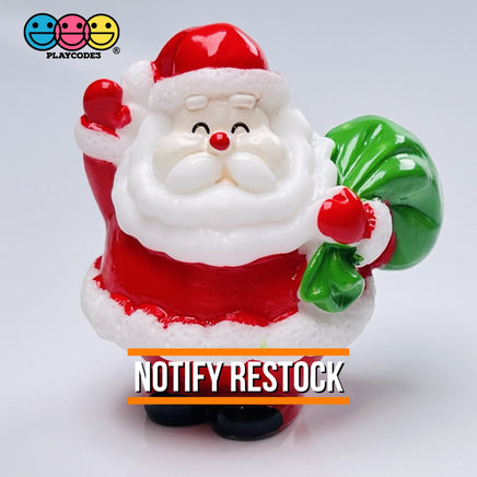 Santa Claus With Bag Of Gifts Miniature Charm Christmas Resin Cabochons 5 Pcs